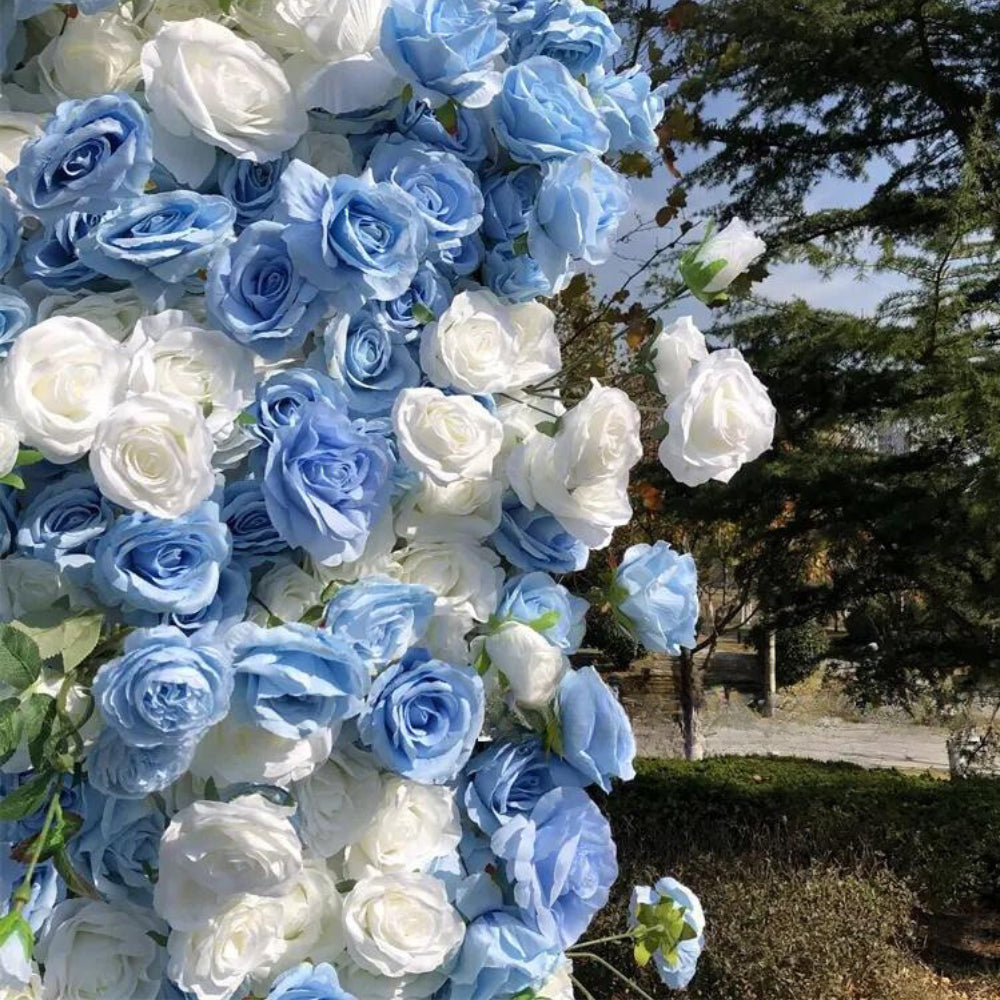 White & Blue Wild Rose Premium Floral Square Arch - 5004