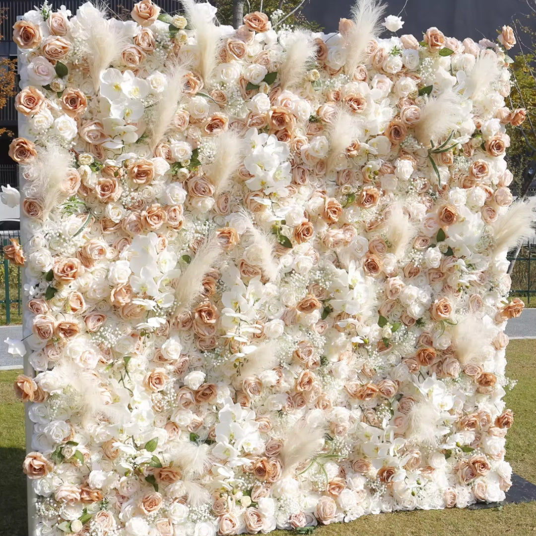 Peach Cream Pampas Premium Flower Wall - 192