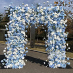 White & Blue Wild Rose Premium Floral Square Arch - 5004