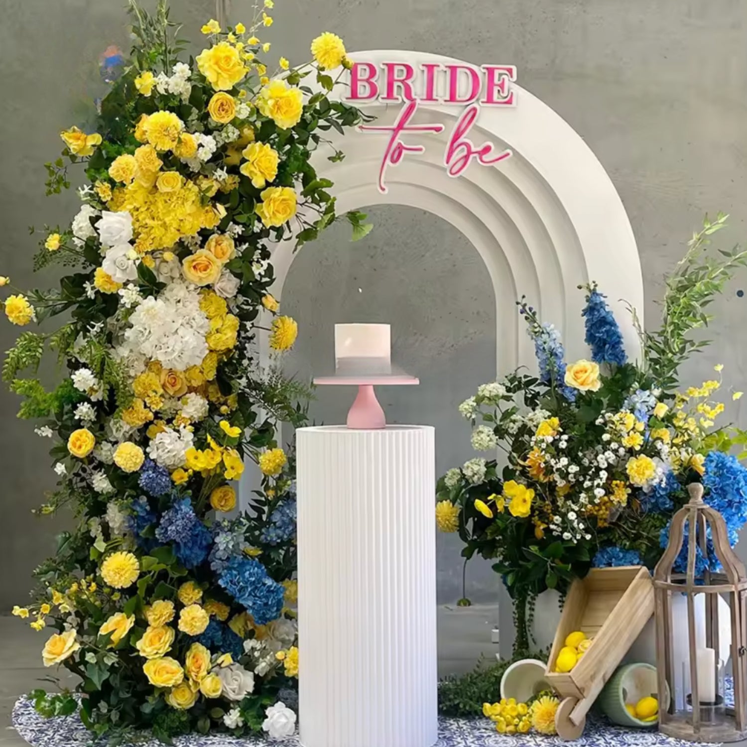 Yellow, Blue, White Premium Floral Flower Arch - 4559