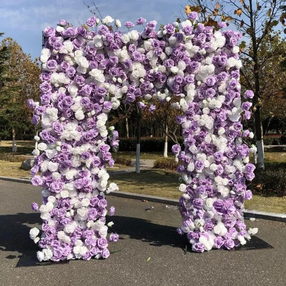 Purple & White Wild Rose Premium Floral Square Arch - 5005
