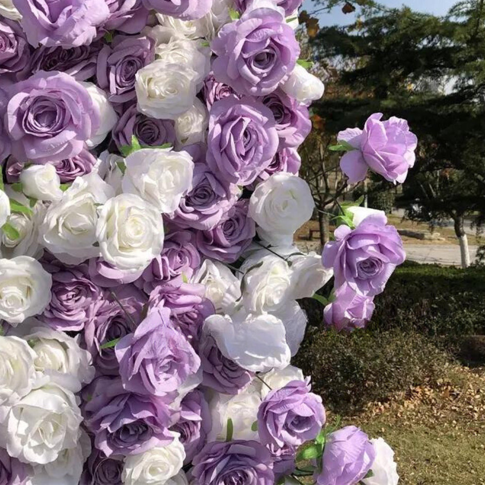 Purple & White Wild Rose Premium Floral Square Arch - 5005