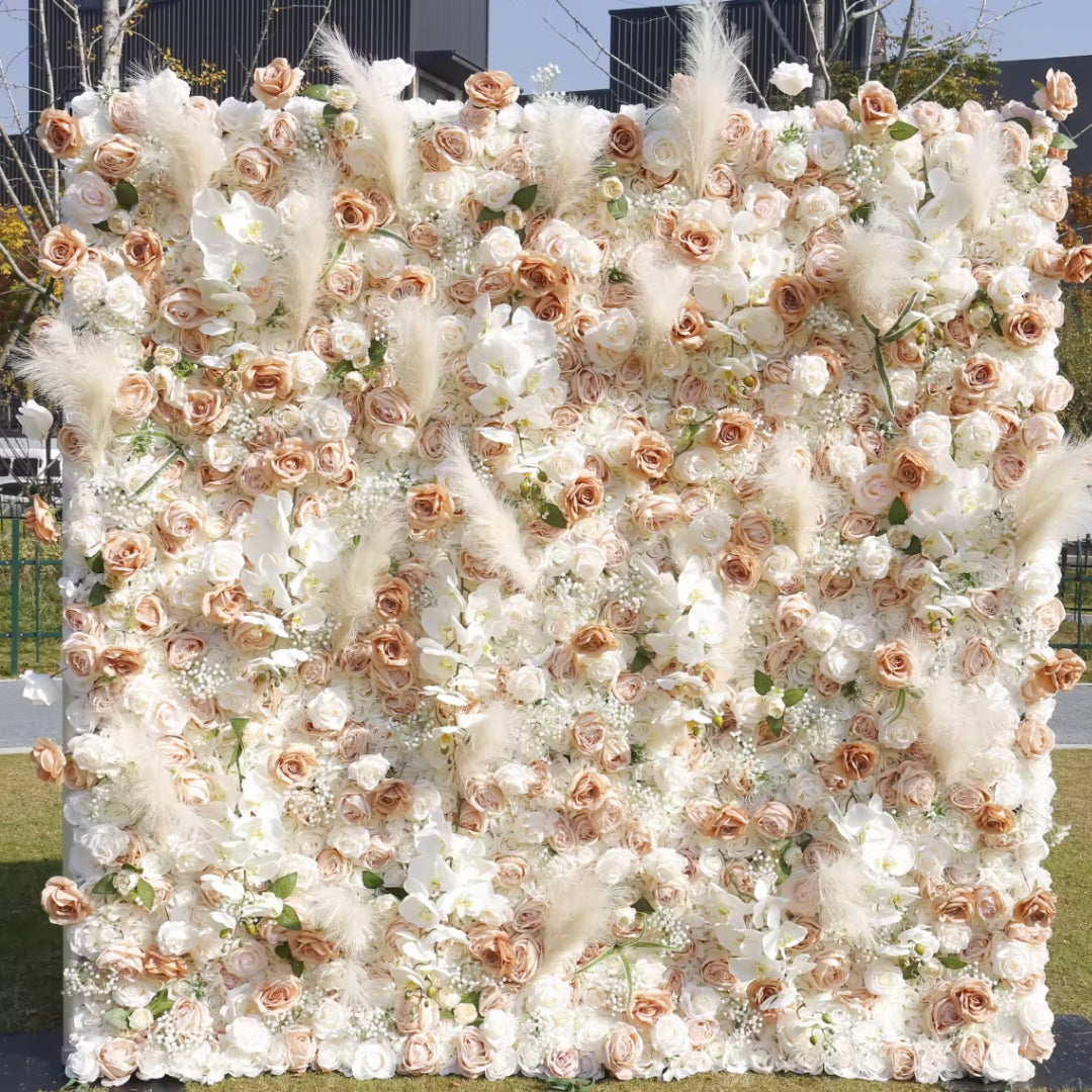 Peach Cream Pampas Premium Flower Wall - 192