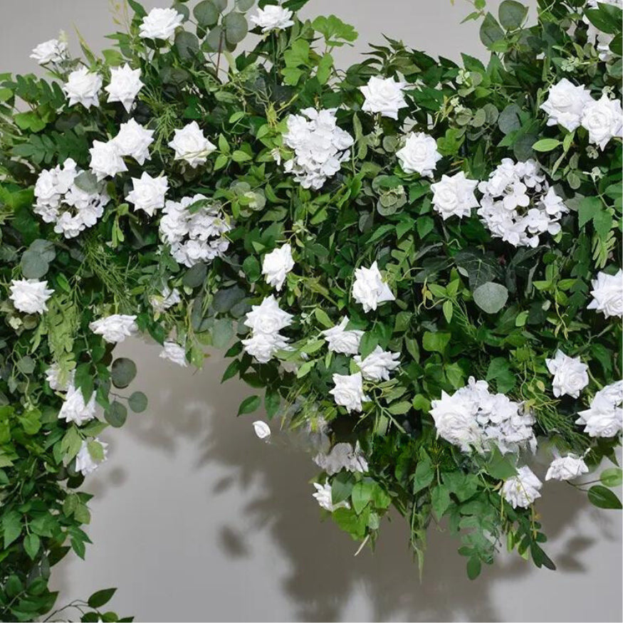 Wild White Rose Premium Greenery Floral Heart Arch - 4907
