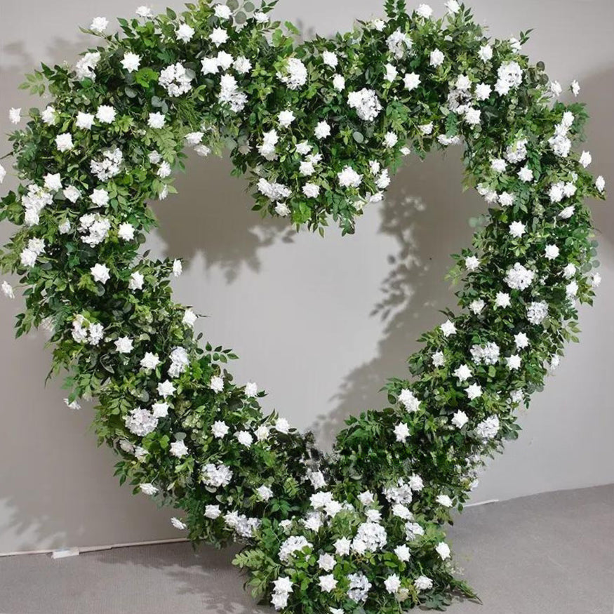 Wild White Rose Premium Greenery Floral Heart Arch - 4907