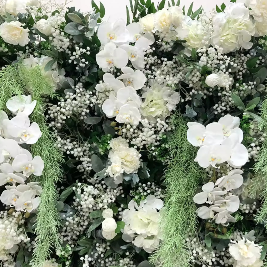 Dripping White Rose Greenery Premium Flower Wall - 138