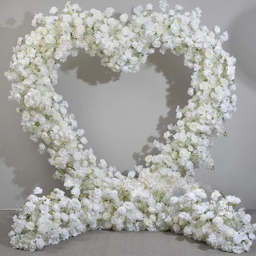 White Wild Rose Premium Heart Floral Arch - 4903