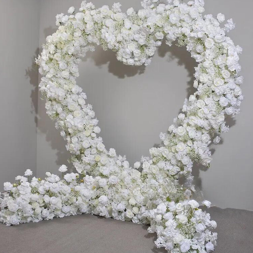 White Wild Rose Premium Heart Floral Arch - 4903