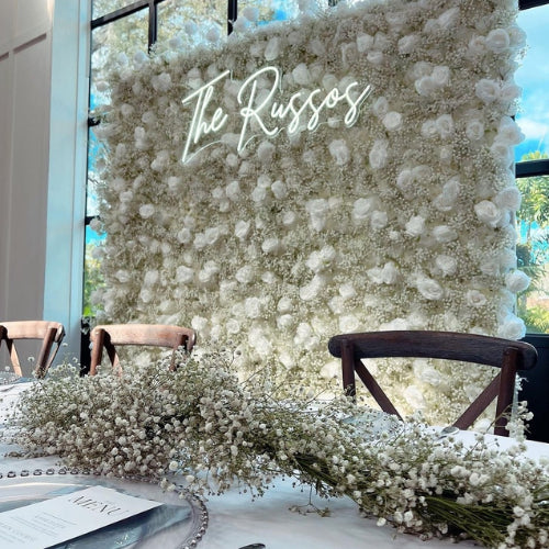 Baby's Breath Silver Rose Flower Wall - 061