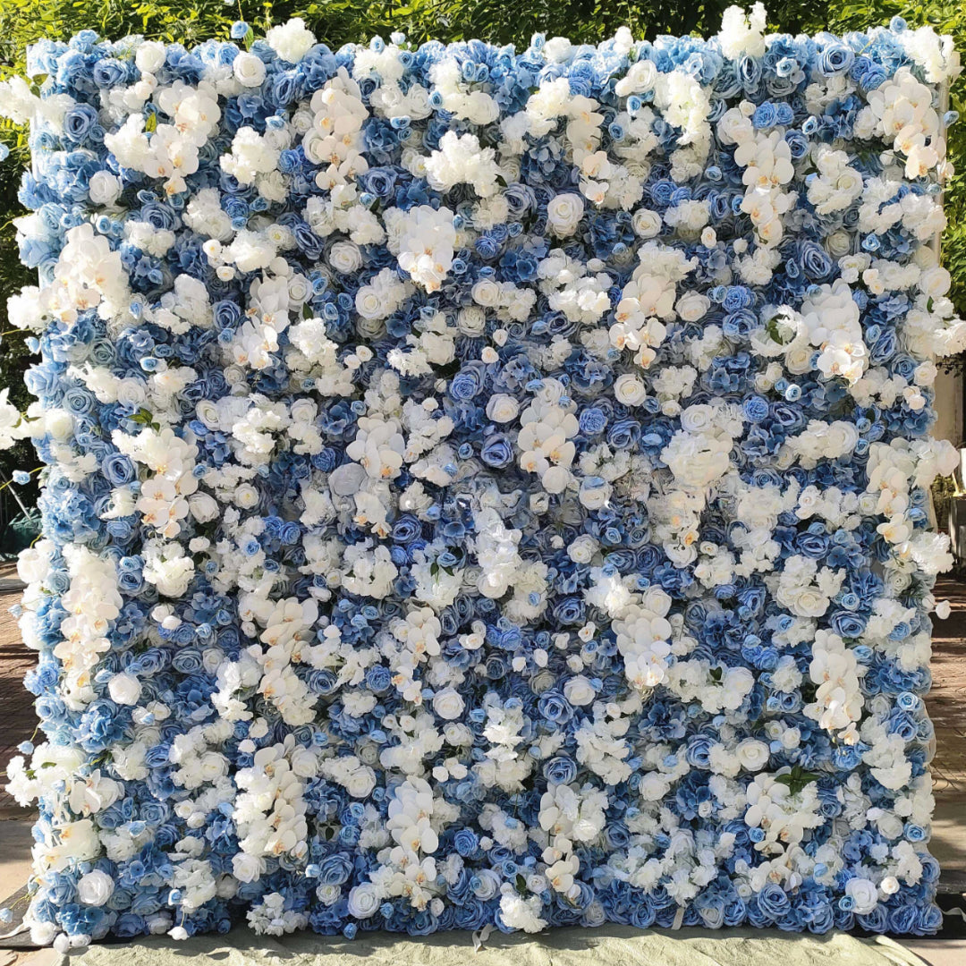Dripping Florals Blue and White Premium Flower Wall - 145