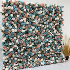 Pink, Cream & Blue Wild Rose Premium Flower Wall - 174