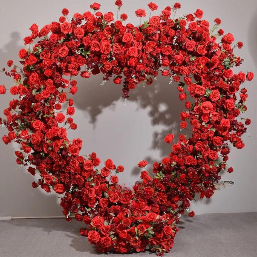 Red Wild Rose Premium Floral Heart Arch - 4909