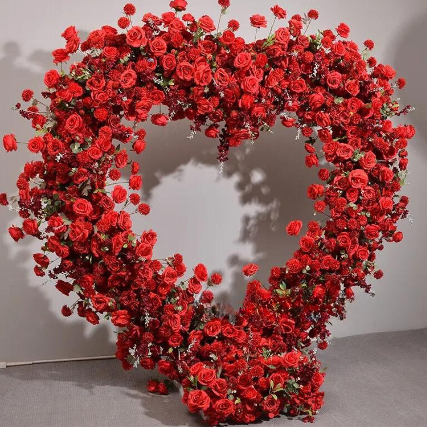 Red Wild Rose Premium Floral Heart Arch - 4909