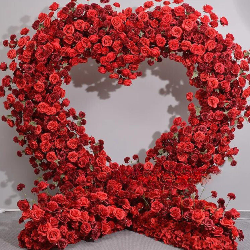 Red Wild Rose Premium Heart Floral Arch - 4901