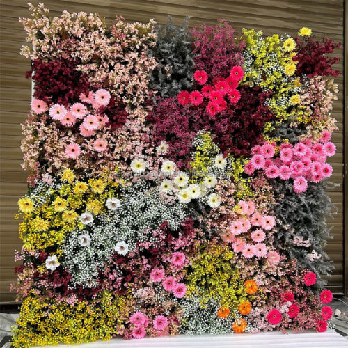 Pink, Brown, Red & Yellow Premium Flower Wall - 132