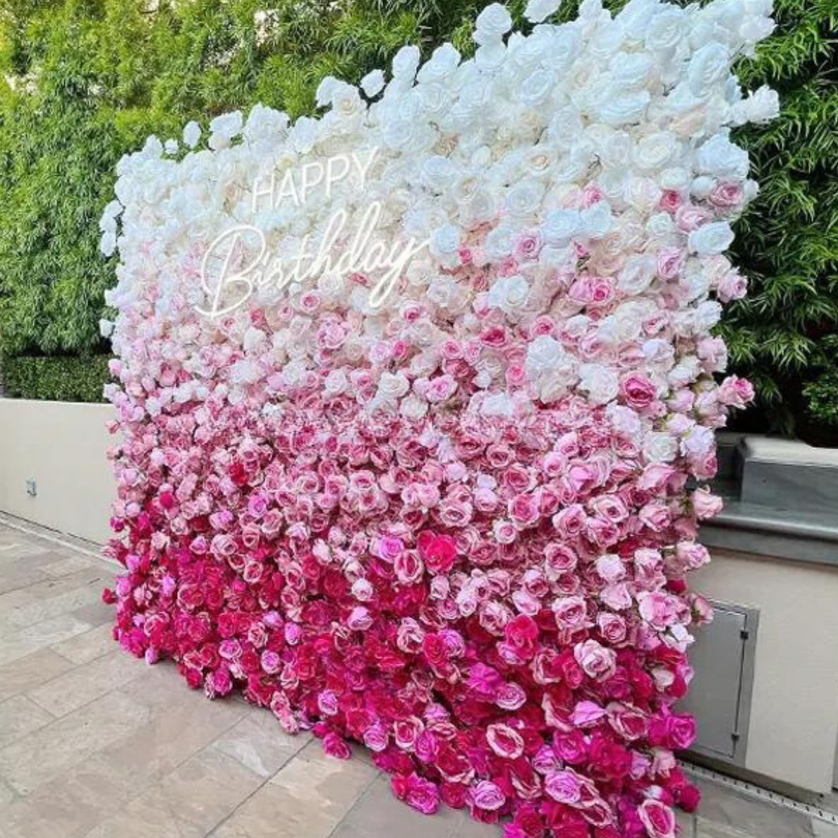 Pink & White Premium Ombre Flower Wall - 112