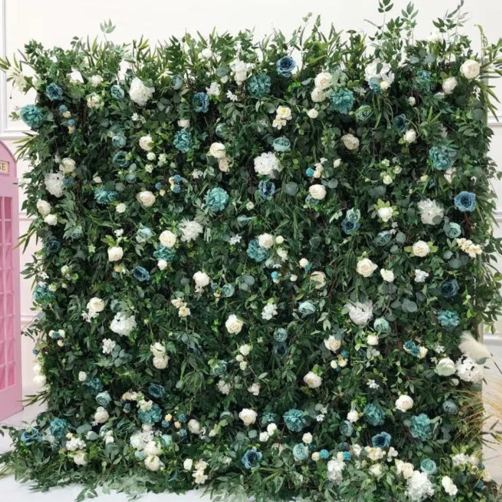 Into The Meadow Greenery Blue Rose Flower Wall - 055