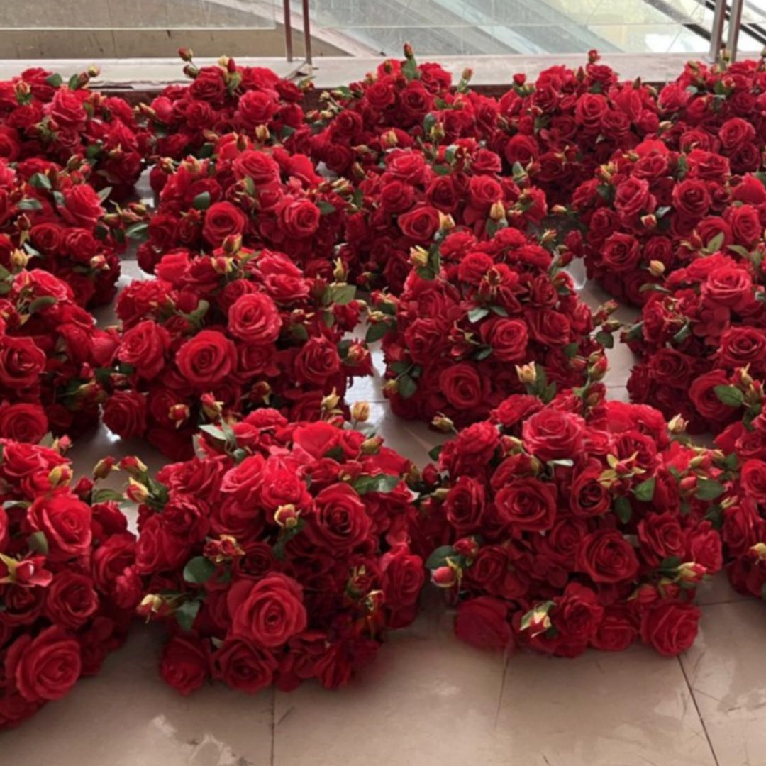 Red Wild Rose with Min Rose Premimum Flower Ball - 1026