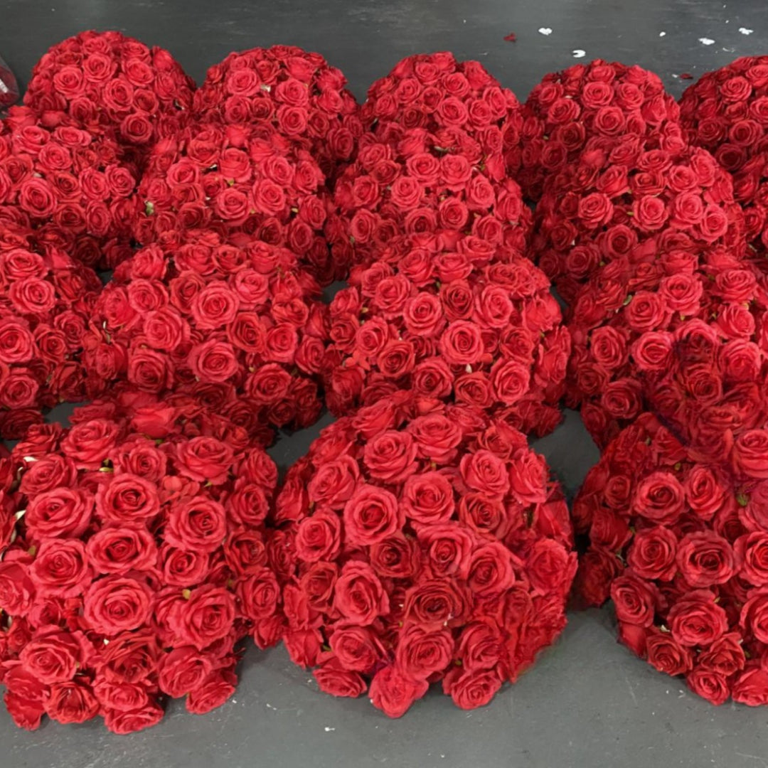 Bright Red Wild Rose Premium Flower Ball - 1028