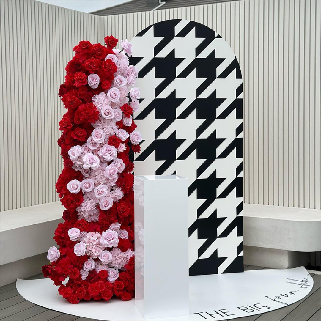 Light Pink & Red Premium Flower Arch - 4581