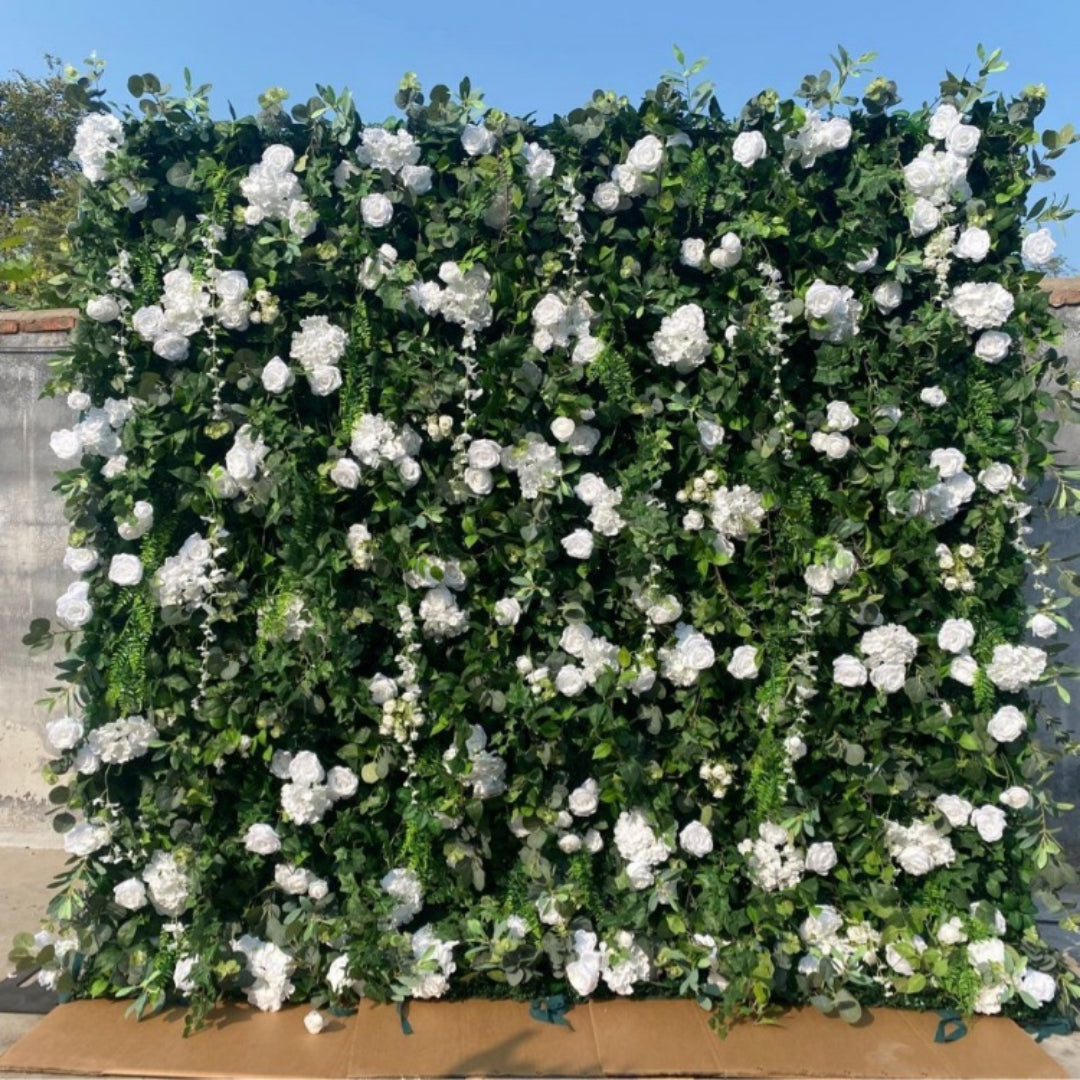 Wild White Rose Greenery Premium Flower Wall - 151