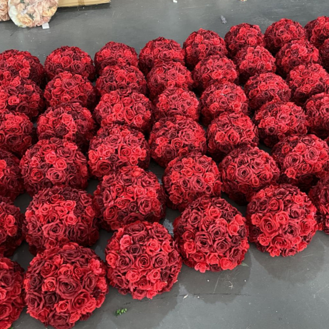 Deep & Bright Red Wild Rose Premium Flower Ball - 1031