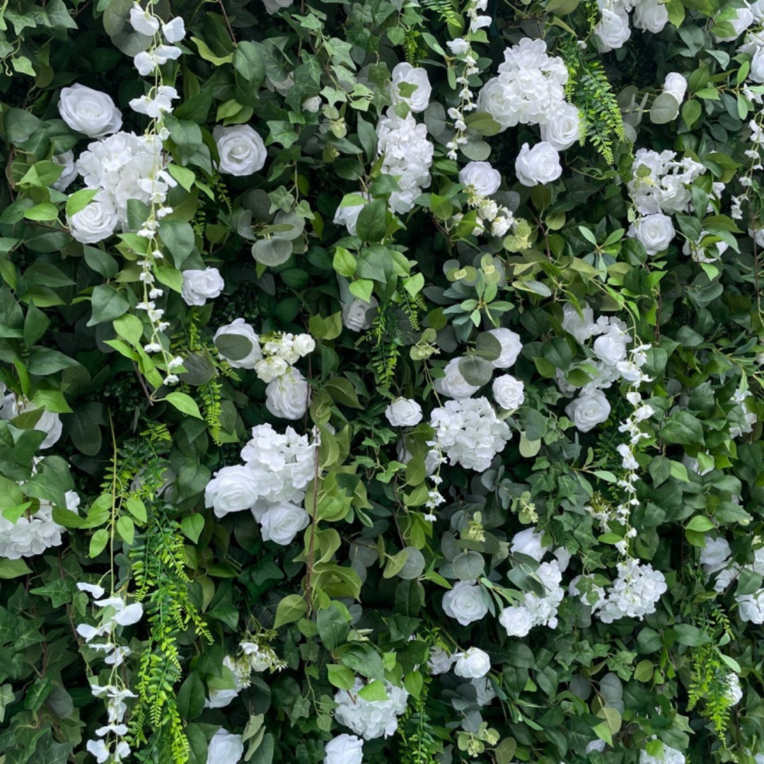 Wild White Rose Greenery Premium Flower Wall - 151