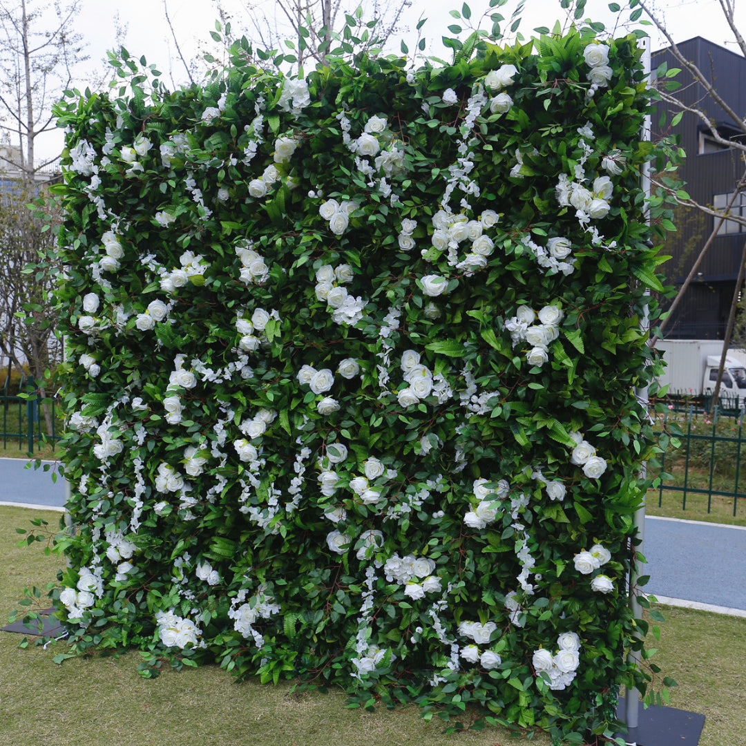Wild White Rose Greenery Premium Flower Wall - 151