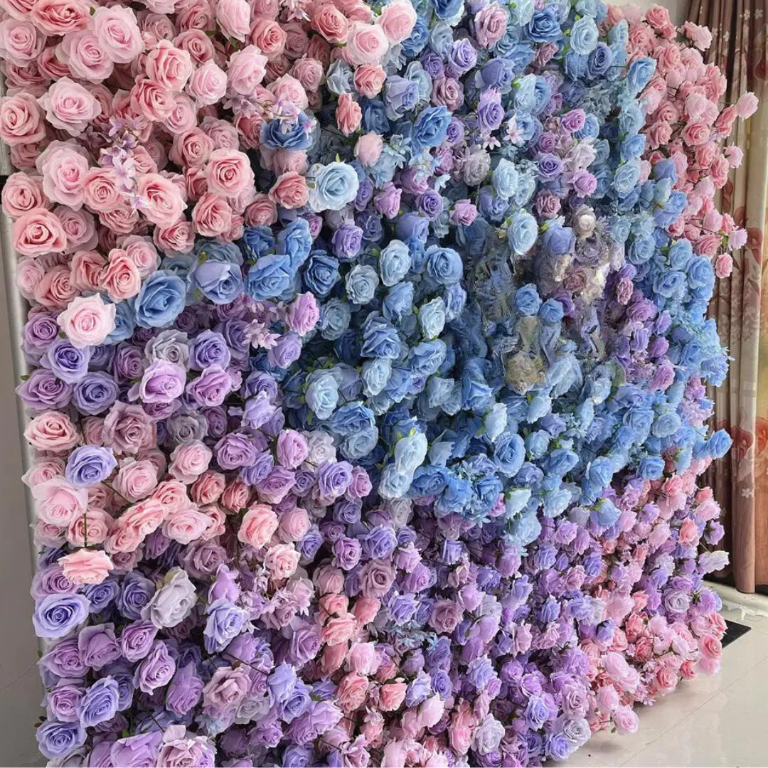 Pink, Blue and Purple Swirl Premium Flower Wall - 212