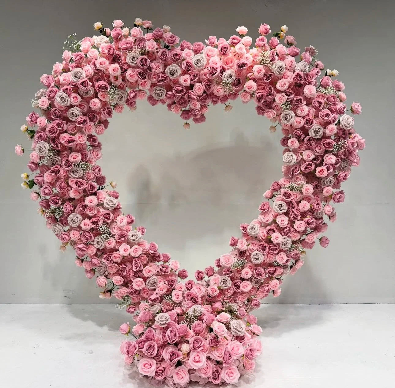 Light Pink Babys Breath Premium Rose Heart Arch - 4922