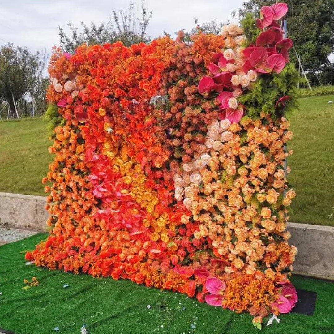 Orange, Brown and Pink Premium Flower Wall - 213