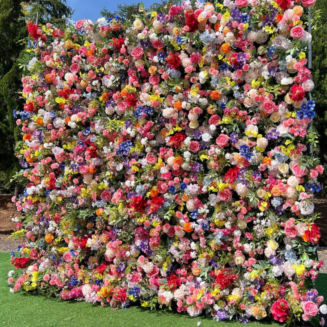 Deluxe MultiColor Pink, Purple, Yellow Premium Flower Wall - 033