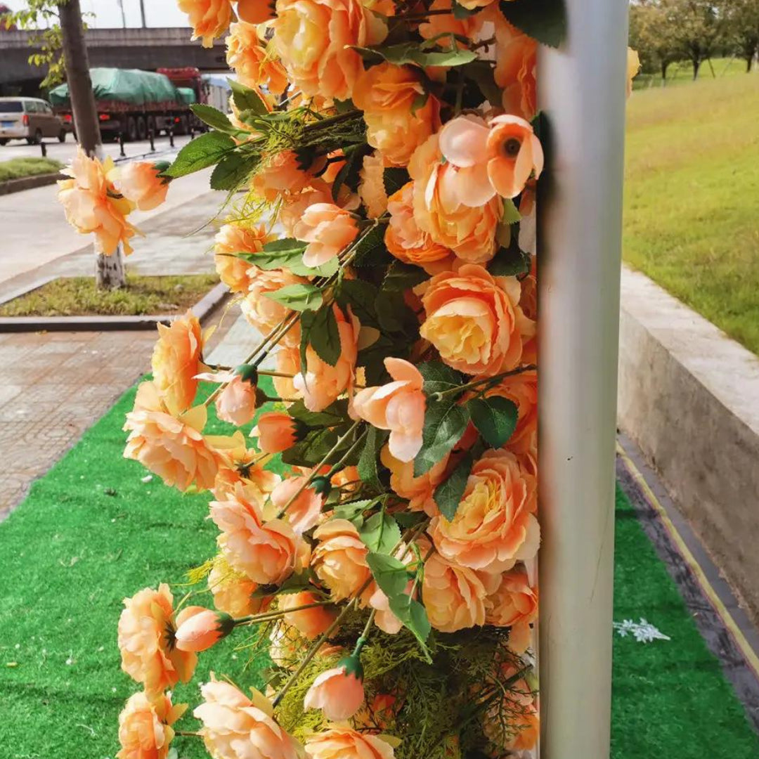 Orange, Brown and Pink Premium Flower Wall - 213