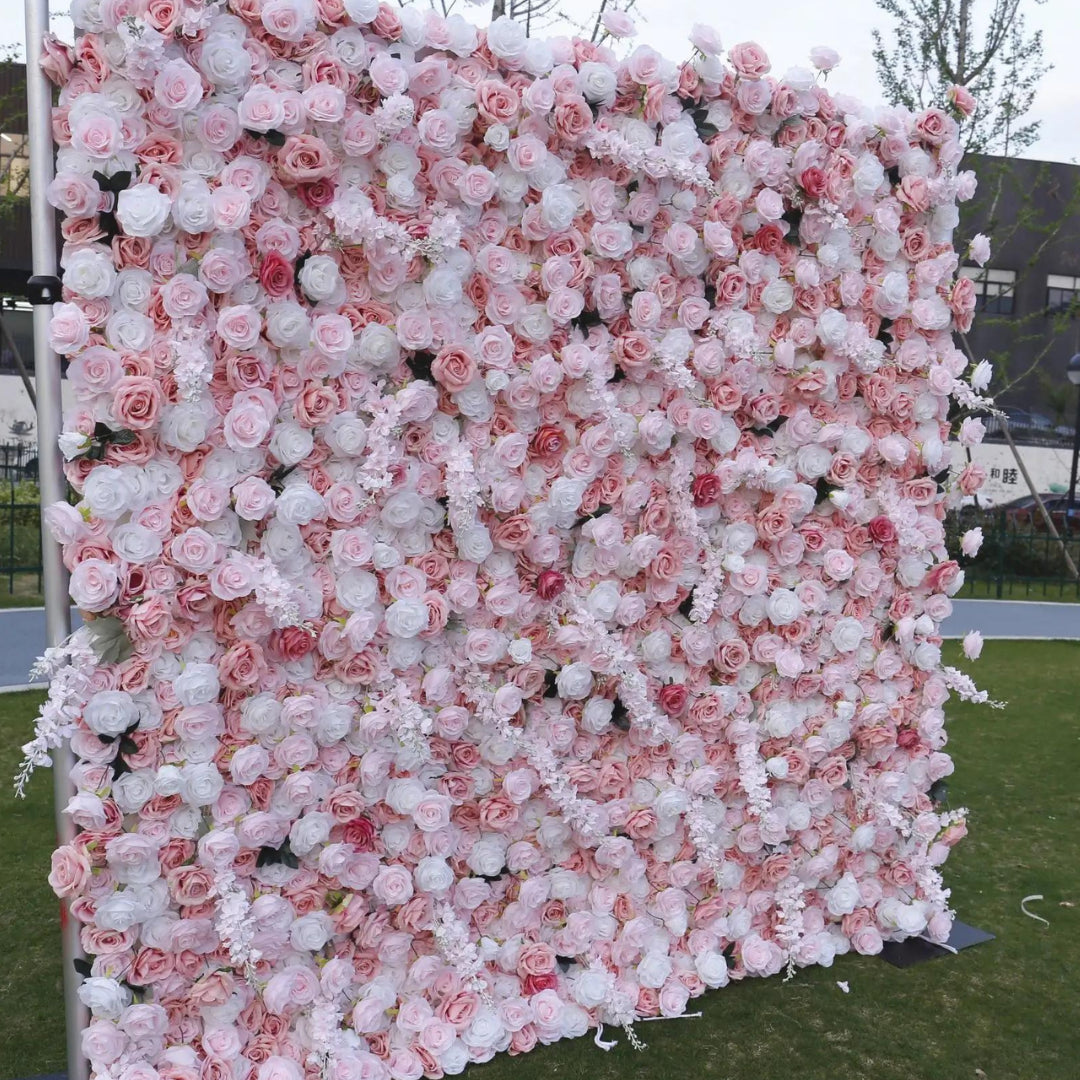 Light Pink with a Hint of Black Wild Rose Premium Flower Wall - 008