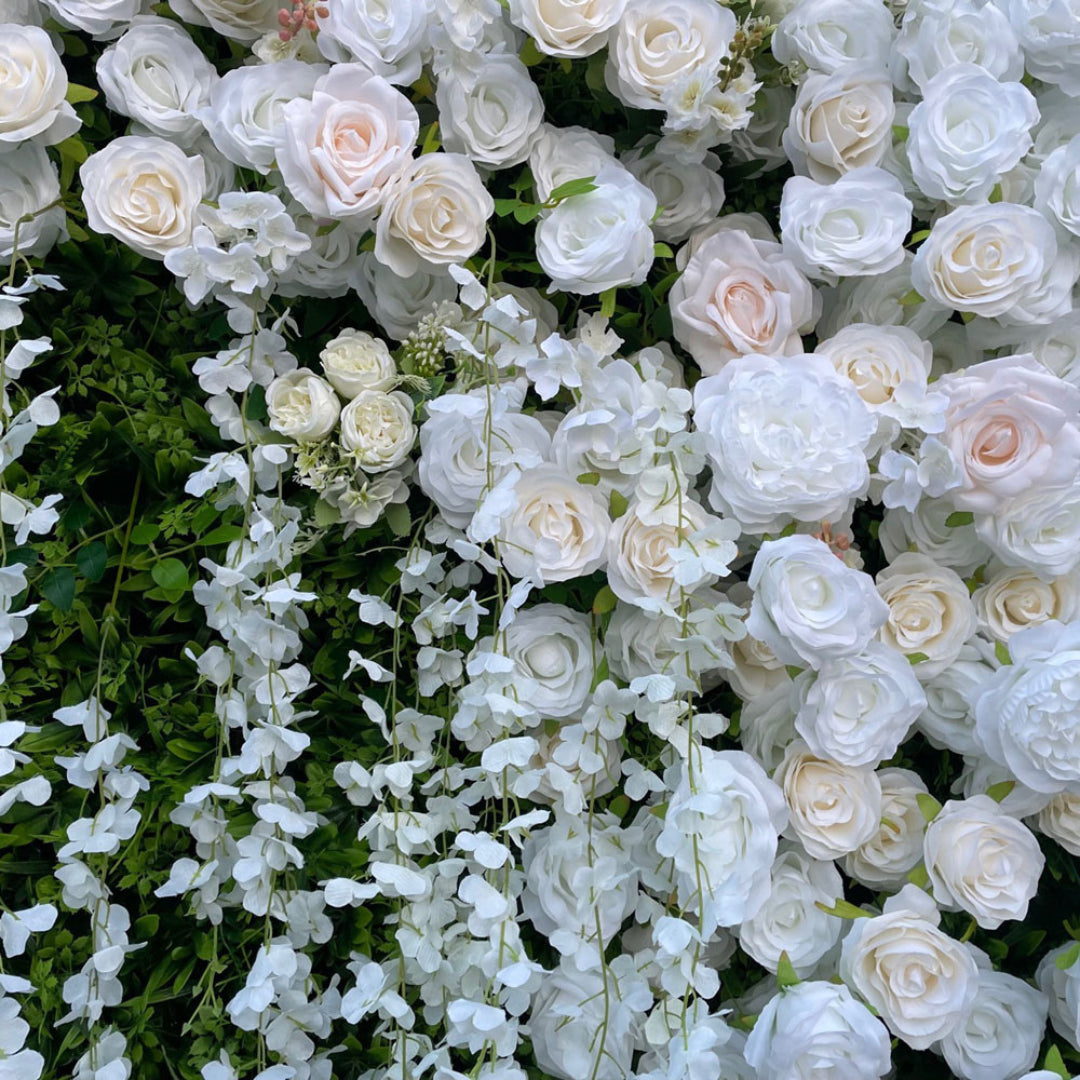 Dripping White Rose Premium Greenery Flower Wall - 533