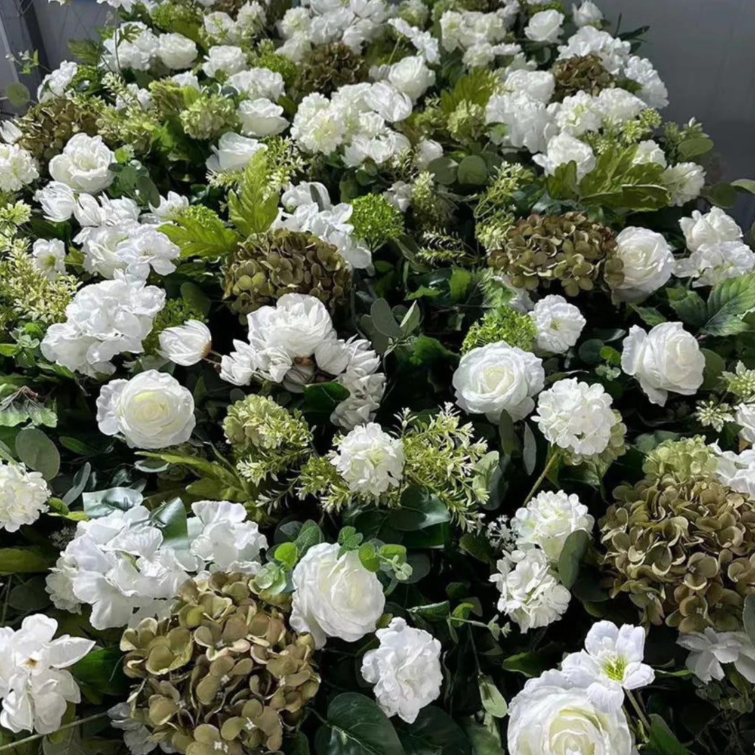White Rose Greenery Moss Premium Flower Wall - 516