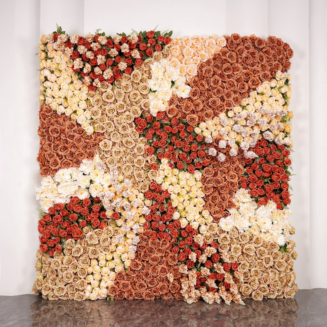 Brown, Tan and Cream Premium Rose Flower Wall - 323