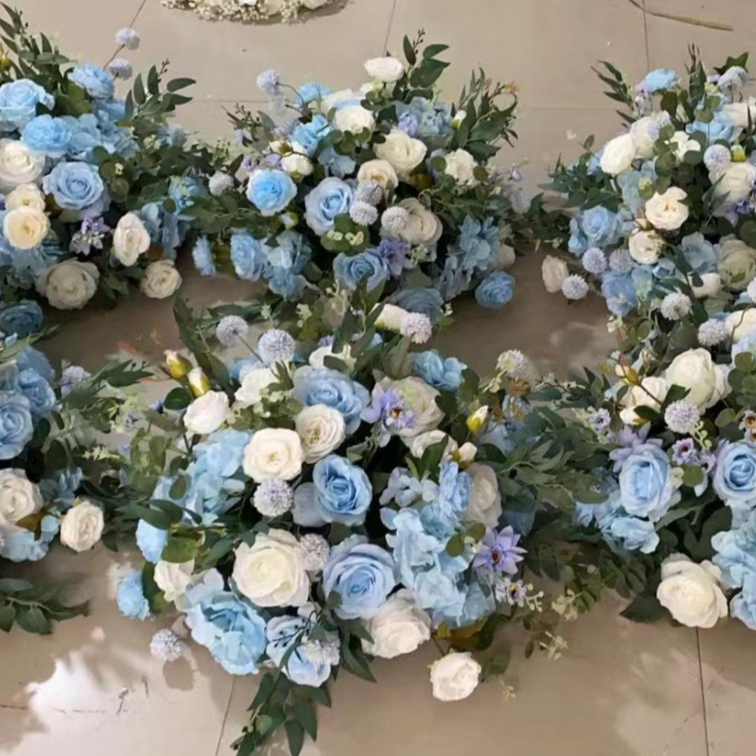 Blue & White Wild Rose Greenery Premium Flower Ball - 1040