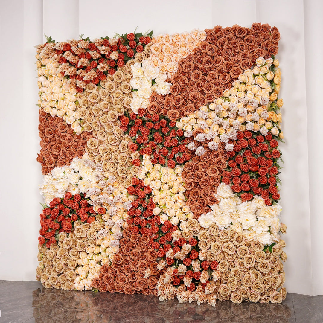 Brown, Tan and Cream Premium Rose Flower Wall - 323