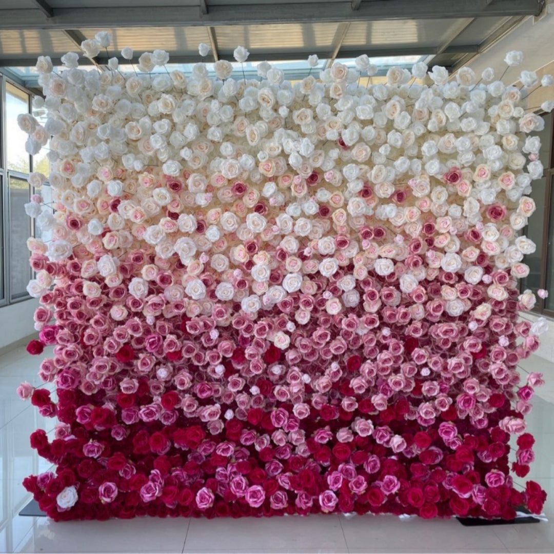 Pink & White Premium Ombre Flower Wall - 112