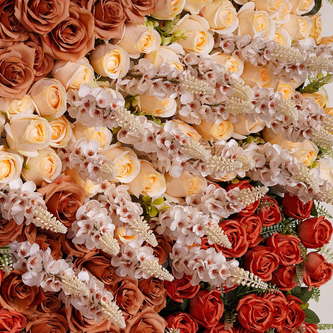 Brown, Tan and Cream Premium Rose Flower Wall - 323
