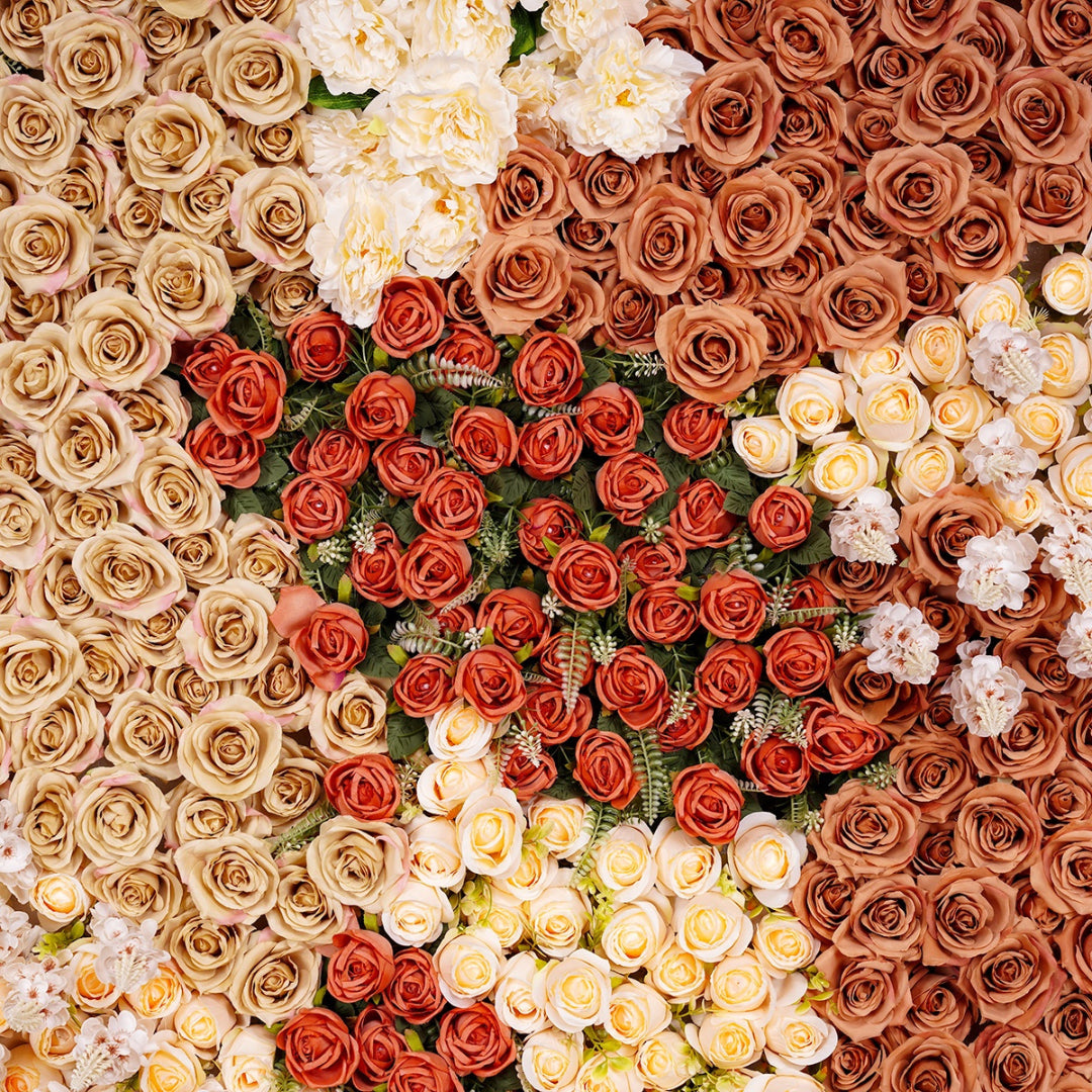 Brown, Tan and Cream Premium Rose Flower Wall - 323