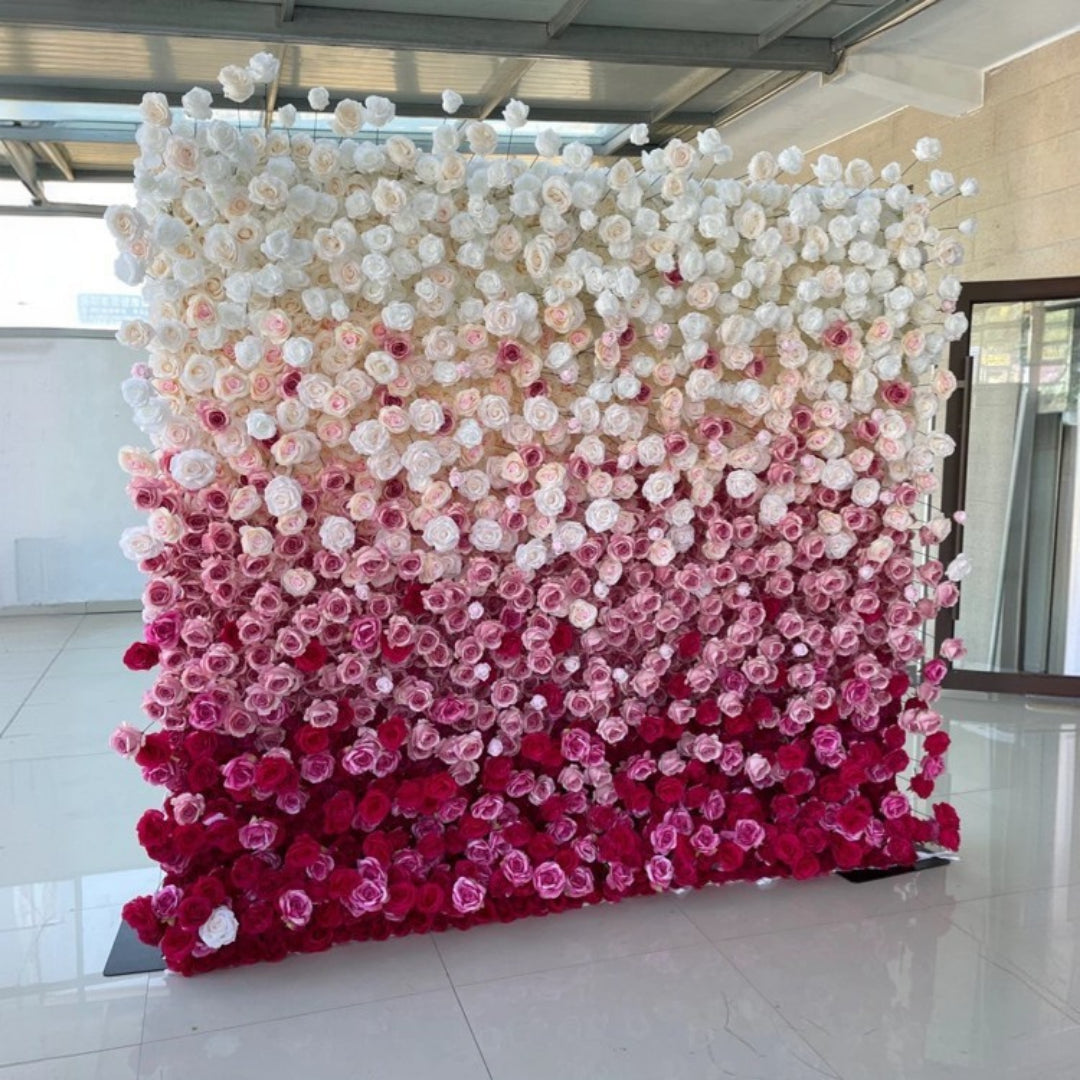 Pink & White Premium Ombre Flower Wall - 112