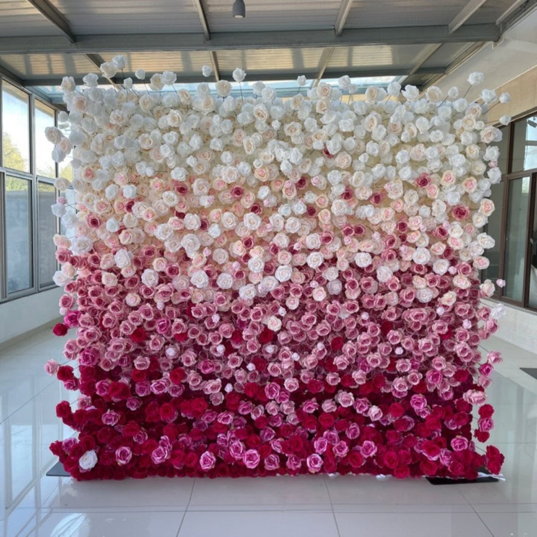Pink & White Premium Ombre Flower Wall - 112