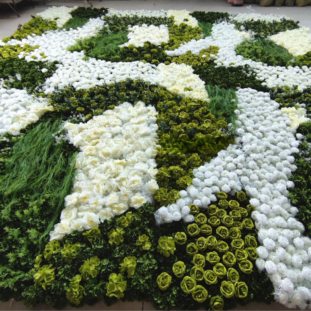 White Cream Greenery Premium Flower Wall - 324