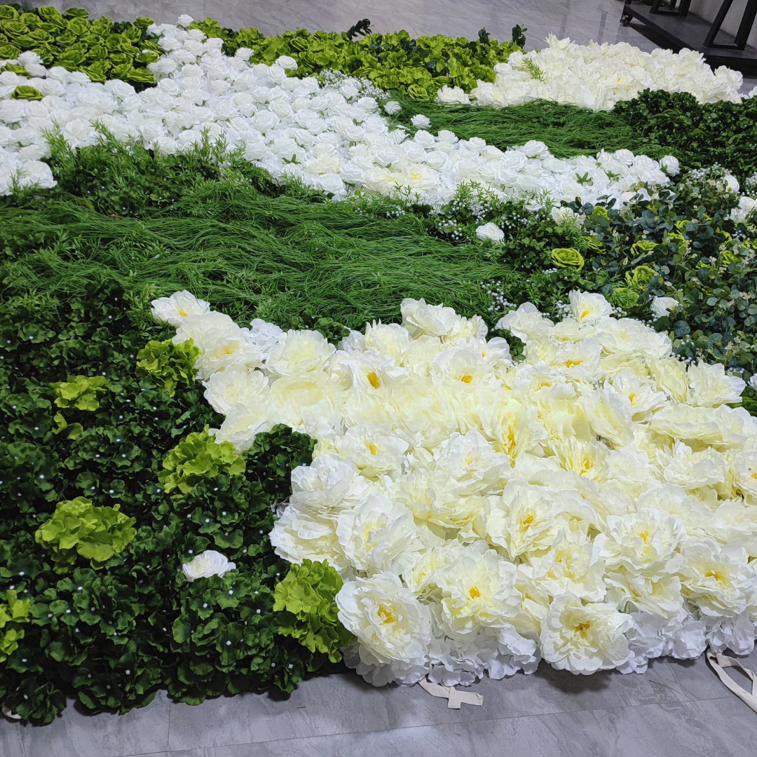 White Cream Greenery Premium Flower Wall - 324