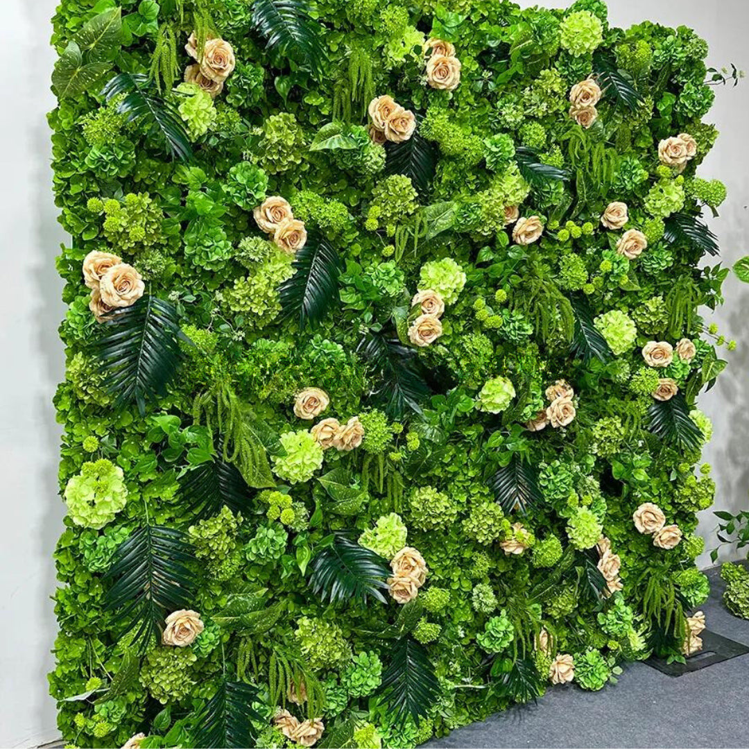 Tan Rose Greenery Moss Premium Flower Wall - 517