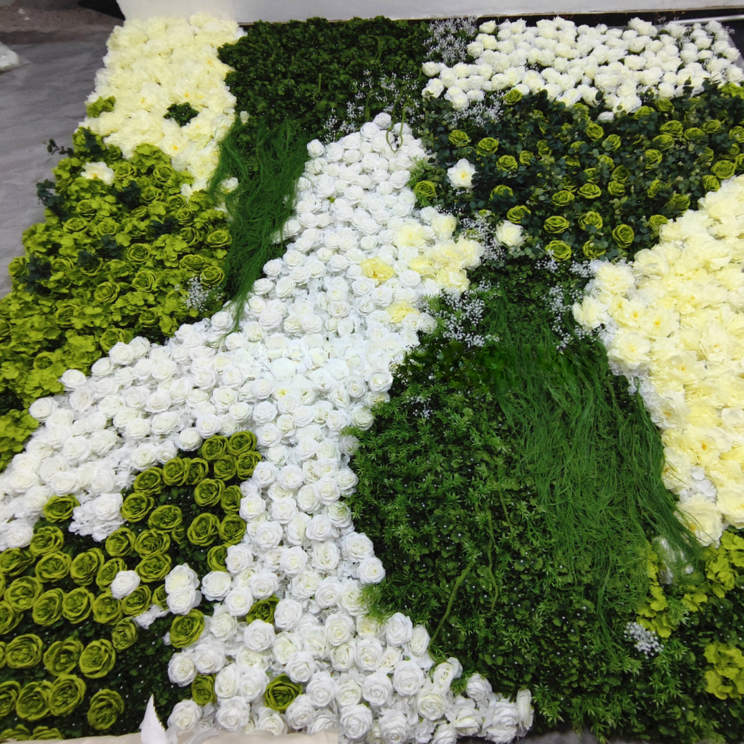 White Cream Greenery Premium Flower Wall - 324