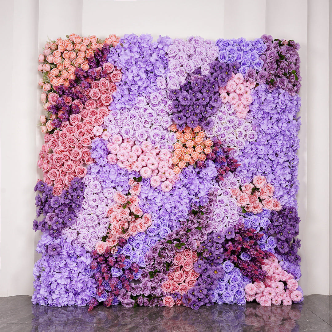 Purple, Pink and Violet Premium Rose Flower Wall - 325