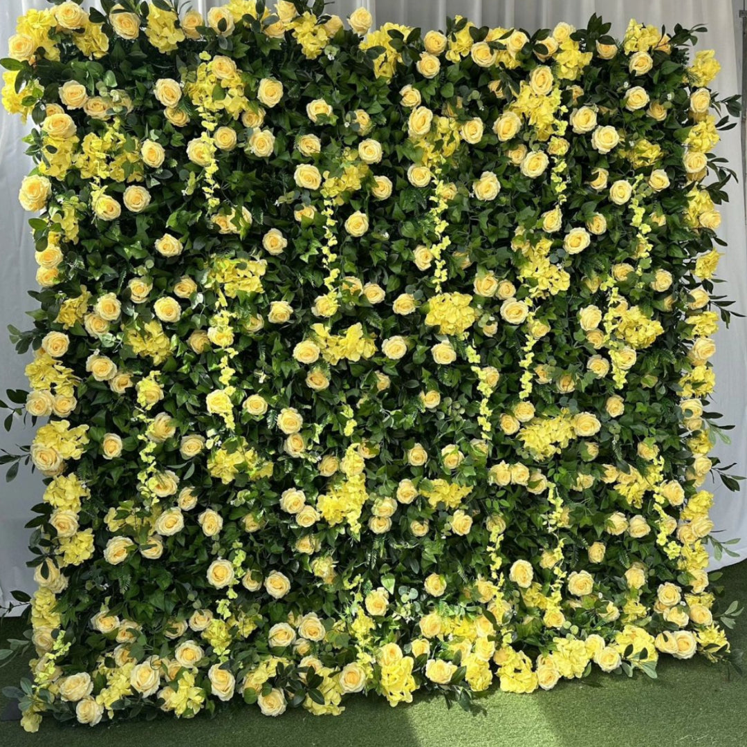 Dripping Yellow Premium Floral Greenery Wall - 098